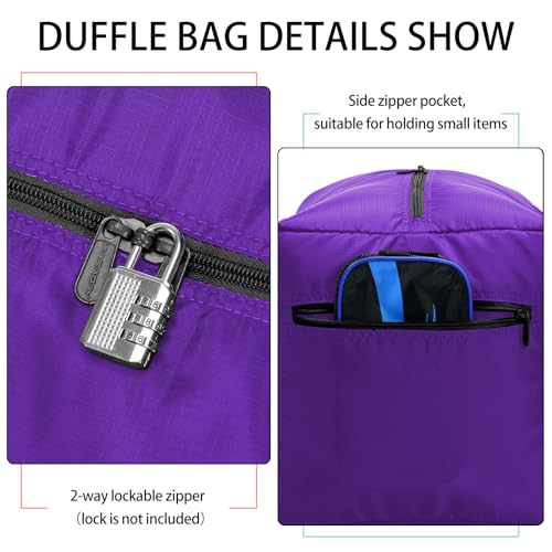 iFARADAY Foldable Duffel Bag, 30 inch / 75L, Purple - color: Purple-75L