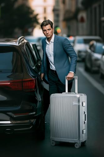 22 Inch Zipperless Checked In Luggage with Aluminum Frame, Silver - color: Silver, size: Checked in 22inch