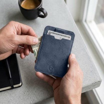 Vaultskin CHELSEA Slim Leather Card Wallet for Men, RFID (Teal) - color: Midnight Teal