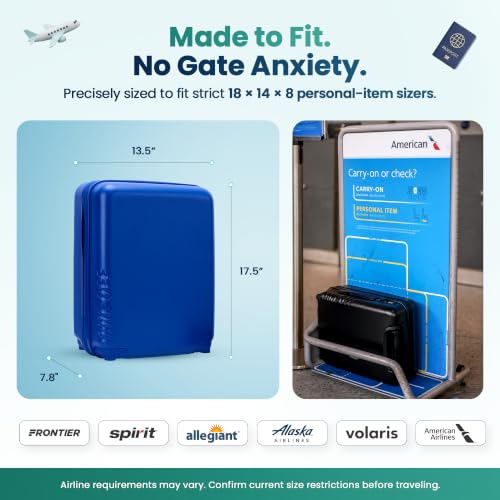 TAKE OFF 18 Inch Personal Item Suitcase Removable Wheels Underseat Bag - color: Blue, size: 18" - Personal Item 4.0