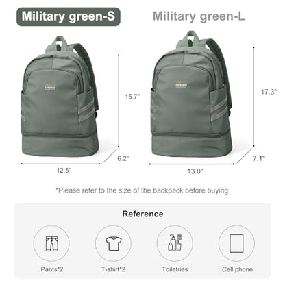 coofay Gym Backpack For Women, Gym Bag with Shoe Compartment - color: A-olive Green, size: Small