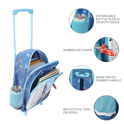 Bioworld 청소년 40.6cm(16인치) 롤링 백팩, 디즈니 스티치 롤링 블루, 만화, 장난기 - color: 디즈니 스티치 롤링 블루