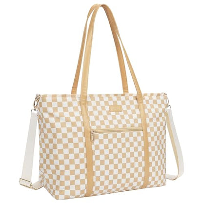 TANTO Laptop Tote Bag for Women 17 Inch, Canvas Computer Bag for College - color: A2-brown/Beige Canvas