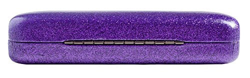 SPUNKYsoul Eye Glasses Case Girl Sparkle Smooth Glitter Hard Shell Eyeglass for Women - color: Mystic Purple, size: Large