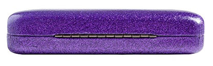 SPUNKYsoul Eye Glasses Case Girl Sparkle Smooth Glitter Hard Shell Eyeglass for Women - color: Mystic Purple, size: Large