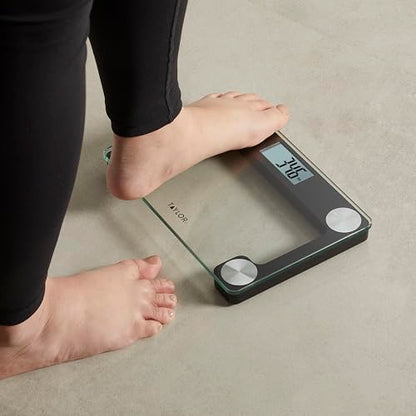 Taylor Compact Travel Scale with Canvas Bag, 9.7x6.7 Glass Platform, 400 lb - color: Clear