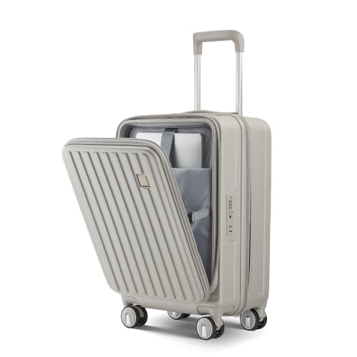 TRAVELEO 4 Piece Expandable Hardshell Pink Luggage Sets with Spinner Wheels, Lightweight Travel Suitcase Set with TSA Locks, 20 inch Carry On for Women (Light Beige, 3 Piece Set) - color: Light Beige, size: 3 Piece Set