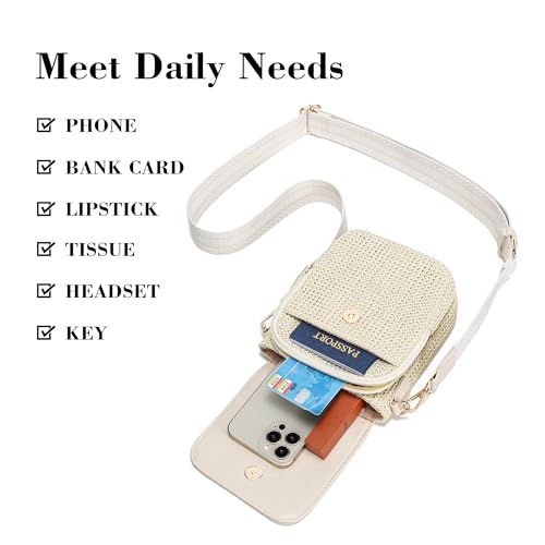 Faux Straw Crossbody Bags for Women Small Summer Phone Purse 2026 - color: Cream Beige
