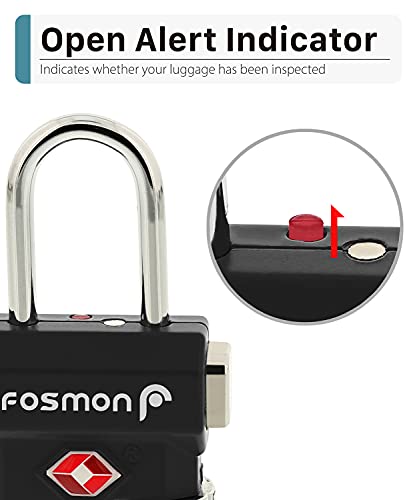 Fosmon TSA Approved Luggage Locks, 3 Digit Combination, 4 Pack Black - color: 3 Digit T Series Black 4 Pack