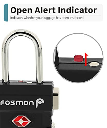 Fosmon TSA Approved Luggage Locks, 3 Digit Combination, 4 Pack Black - color: 3 Digit T Series Black 4 Pack