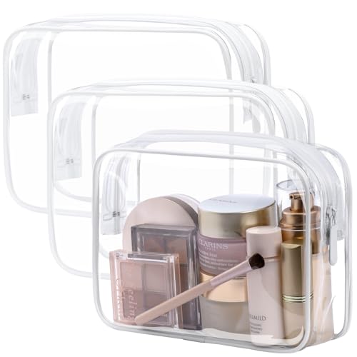 PACKISM TSA Approved Toiletry Bag - Clear Makeup Bag for Travel, White - color: Active White, size: Medium Set