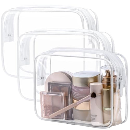PACKISM TSA Approved Toiletry Bag - Clear Makeup Bag for Travel, White - color: Active White, size: Medium Set