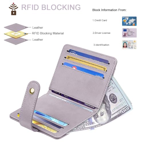 Small Wallets for Women Slim Minimalist Bifold Credit Card Holder - color: A Purple