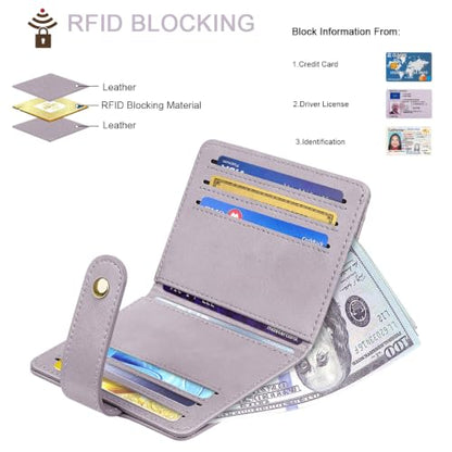 Small Wallets for Women Slim Minimalist Bifold Credit Card Holder - color: A Purple
