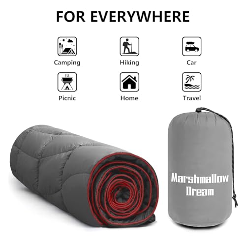 Camping Blanket Puffy Camp Blanket Large Outdoor Blanket - color: Grey, size: 52"x75"