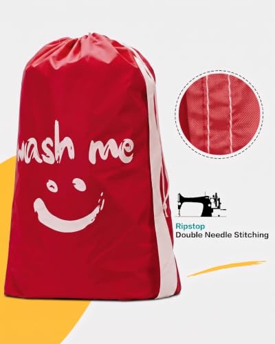 HOMEST 2pack XL Laundry Bag with Strap, Clothes Organizer for Dorm & Travel - color: (2 Pack - With Strap) Black & Red
