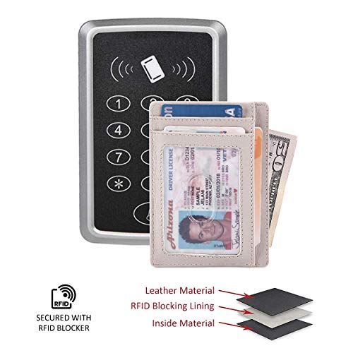 Cochoa Front Pocket Wallet for Men Women Slim Minimalist Real Leather RFID Blocking Credit Card Holder - color: SAND NAPPA