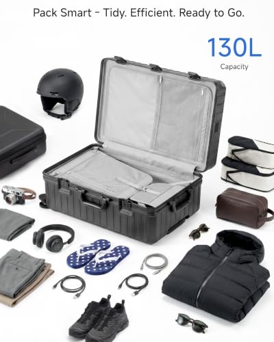 LUGGEX 32 Inch Zipperless Extra Large Checked Suitcase, Charcoal Metallic - color: Charcoal Metallic, size: 32 Inch
