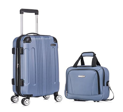 Rockland London Hardside 2 Piece Spinner Wheel Luggage Set, Carry-On 20" and Tote 14", Blue - color: Blue, size: 2 Piece (20"/14" Tote)