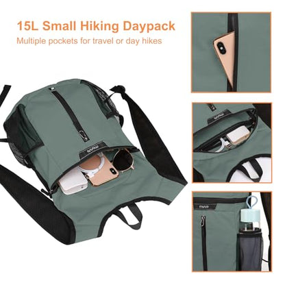 MOSISO Lightweight Hiking Daypack Packable Travel Hiking Backpack, Foldable Shoulder Bag with Front Vertical Pocket | 10L Small Lightweight Hiking Backpack with Front Vertical Pocket - size: Small
