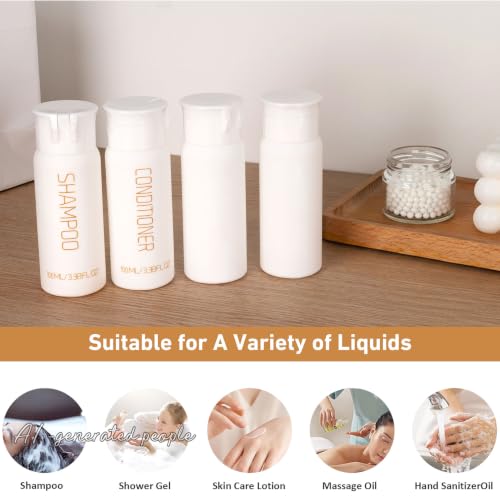 Travel Bottles for Toiletries 4 PCS 3.38oz Shampoo Bottles | TSA Approved, Leak Proof, Refillable, Plastic Squeeze Bottle, Toiletry Bottle - size: C-3.38oz-2label2blank