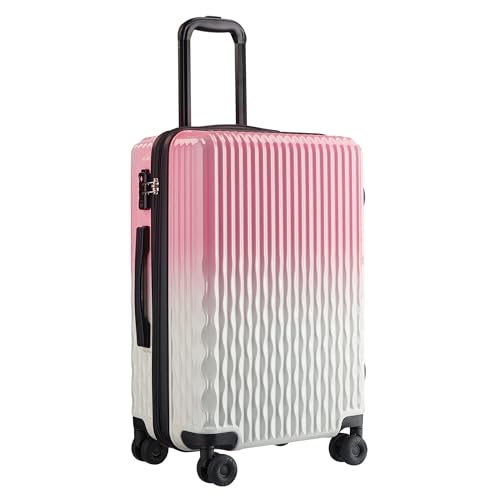 Checked Luggage, 24 Inch Expandable with Spinner Wheels, TSA Lock, Lightweight Travel Suitcase with Large Capacity - color: Blush Cloud, size: 24inch