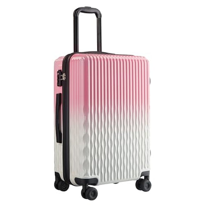 Checked Luggage, 24 Inch Expandable with Spinner Wheels, TSA Lock, Lightweight Travel Suitcase with Large Capacity - color: Blush Cloud, size: 24inch