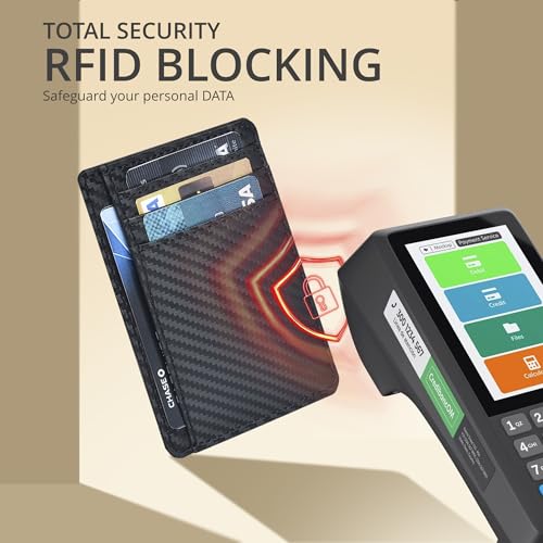 RFID Blocking Genuine Slim Leather Wallet - Card Holder Gift for Men Idea - color: Jet Black
