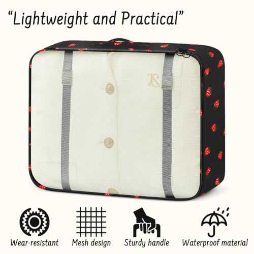 9 Set Packing Cubes for Travel Essentials - Lightweight Carry-On Luggage Organizer Bags with Shoe, Clothes & Laundry Bags for Airplane, Family & Business Travel, Black strawberry - color: Black strawberry