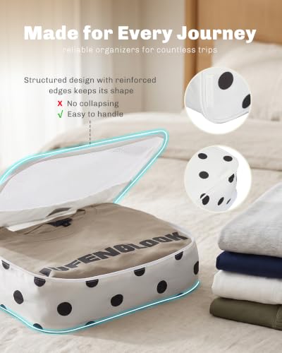 Hynes Eagle 6 Set Packing Cubes Structured Travel Organizer Polka Dot - color: Polka Dots-6PCS