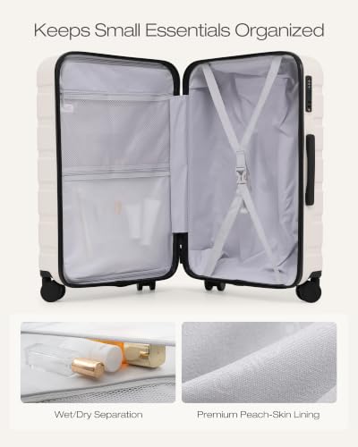 Coolife Luggage Set, 3 Piece Lightweight Durable Hardshell, Matte White - color: Matte White