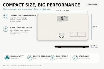 700 Series Travel Digital Bathroom Scale, 400 lb, Off-White - color: Off-White