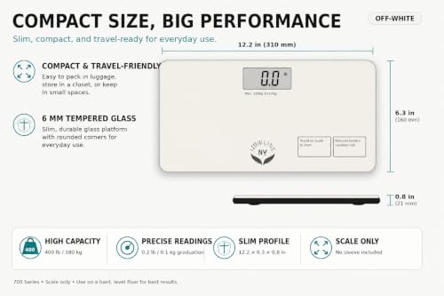 700 Series Travel Digital Bathroom Scale, 400 lb, Off-White - color: Off-White