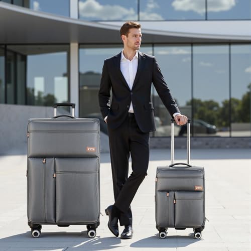 2-Piece Luggage Set(20/30in)-Expandable Luggage,TSA LOCK - color: Grey, size: 2-Piece Set (20"/30")
