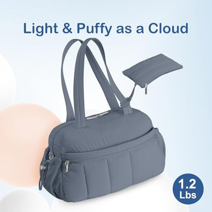 TOPDesign Travel Duffel Bag, Puffy Carry On Overnight, Gym Bag w/Wet Pocket - color: Blue Grey