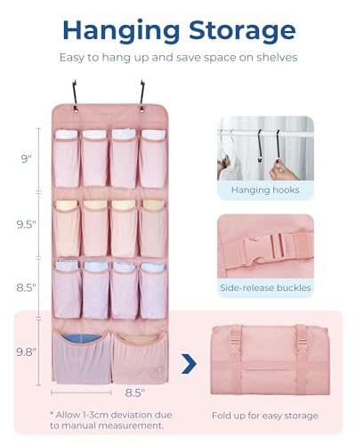 BAGSMART Hanging Compression Packing Cubes 6 Set Cruise Travel Essentials | 3-Fold Space Saving Hanging Shelves, Closet Organizers & Storage, Compressible Suitcase Organizer Bags, Machine Washable Cube - color: Coffee Brown