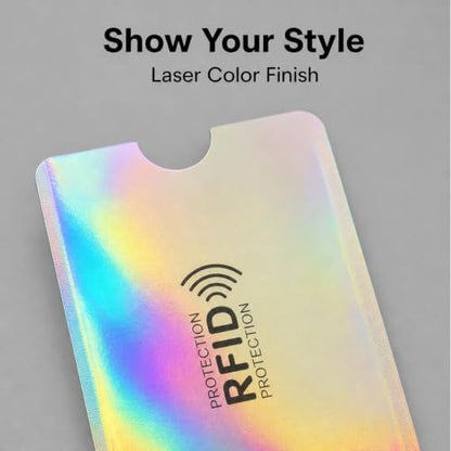 RFID Blocking Sleeves Set, Identity Theft Protection Secure Sleeves Set | Sealed shielding layer block signal leakage; Notch cut easy card sliding access; Durable tear-resistant foil composite film
