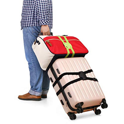 Luggage Straps Bag Bungee, Luggage Straps Suitcase Adjustable Belt, Add a Bag Easy to Travel Suitcase Elastic Strap Belt with Reflective Material (Blue) - color: Blue