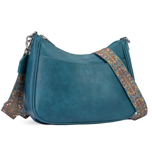APHISON Trendy Leather Crossbody Purse, Women's Shoulder Handbag - color: 05-peacock Bule