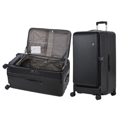 Kaleenie 29 Inch Aluminum Frame Checked Luggage Top Opening - color: Black, size: 29 Inch