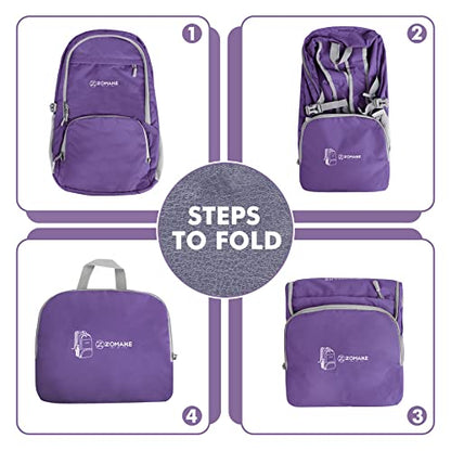 ZOMAKE Lightweight Packable Backpack 30L, Foldable Travel Hiking Daypack - color: Purple