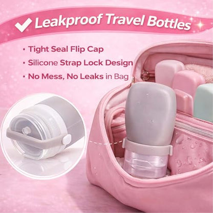 1 oz Silicone Travel Bottles, Leakproof Squeeze Bottle Mini Travel Size Container for Toiletries Lotion Shampoo and Conditioner Liquid Salad Dressing to go Condiment, TSA Approved, 4 Pack - color: Black, Grey, Pink, Green, size: 1 oz