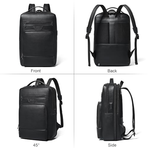 Shrrie 16 Inch Vegan Leather Laptop Backpack for Women and Men - color: Black