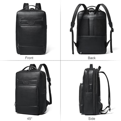 Shrrie 16 Inch Vegan Leather Laptop Backpack for Women and Men - color: Black
