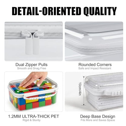 3 Pack Hard Shell Zipper Cases Clear Deep Bottom PET Plastic Waterproof - color: White