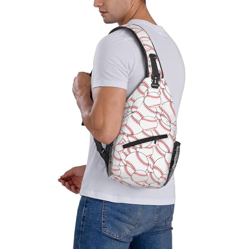 Sling Backpack For Men Hiking Daypack Crossbody Shoulder Bag Travel Chest Pack - color: Baseball Pattern