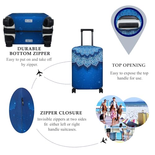 Explore Land Luggage Cover Fits 27-30 inch Case (Blue Violets, L) - color: Blue Violets, size: L