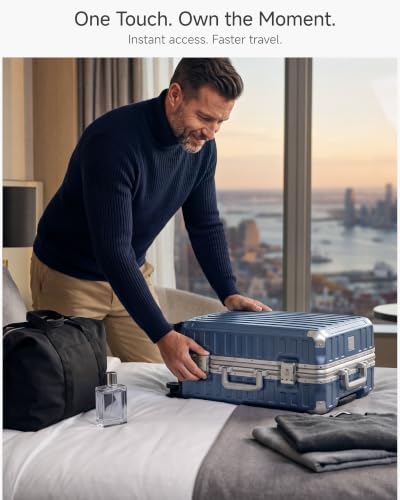 LUGGEX 24x16x10in Zipperless Carry On Luggage, Ocean Blue - color: Ocean Blue, size: 22 Inch