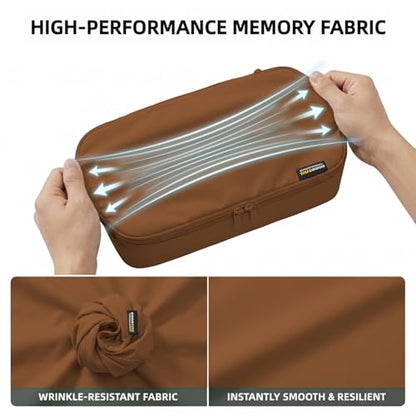 4 Piece Compression Packing Cubes for 3–7 Day Travel, Light Brown - color: Light Brown