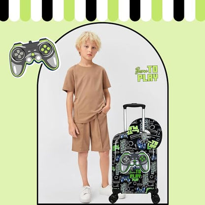 Kids Luggage Set 2 Piece 16 Inch Hardside Spinner Wheels Carry On Airline Approved - color: Game 02